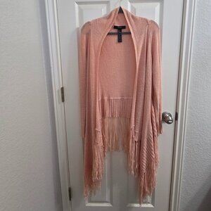 Pre‑Loved Salmon Fringe Cardigan Sweater